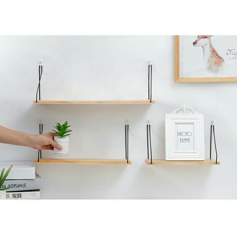 Rak Dinding Tempel Kayu RAKA gantungan Besi Storage Organizer Shelf Organizer Serbaguna