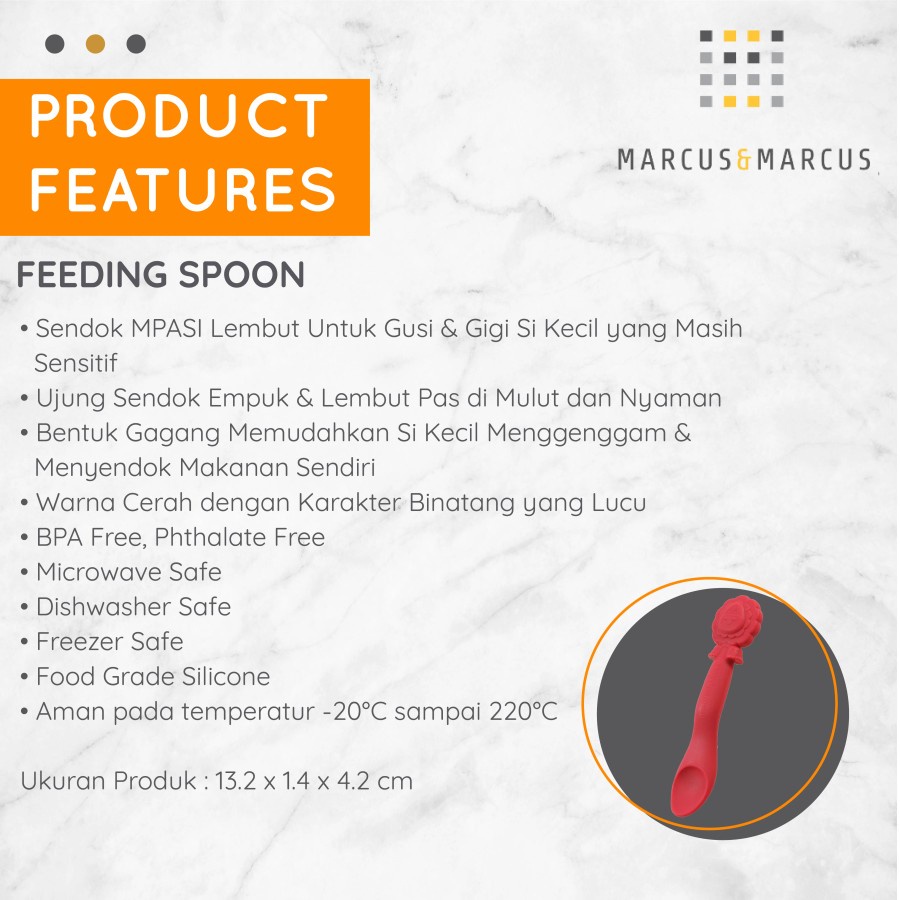 Marcus &amp; Marcus Silicone Feeding Spoon - Sendok MPASI Silikon Bayi