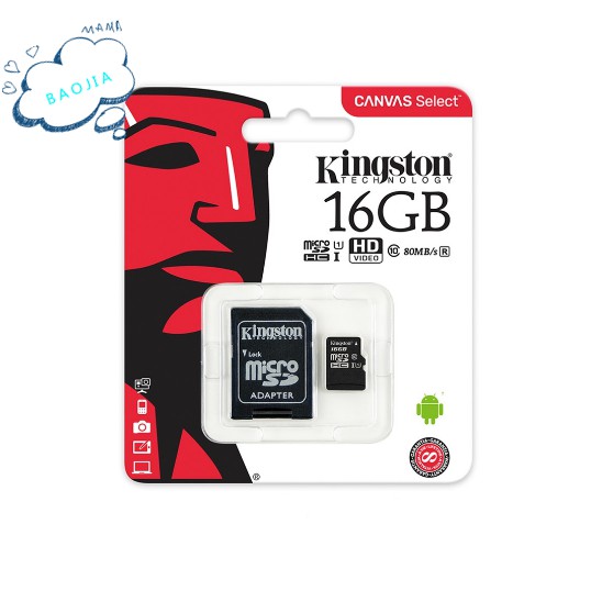 Kingston Kartu Memori Kelas Kanvas 16GB 32GB 64GB 128GB 128GB Micro SDHC 80mb / s TF