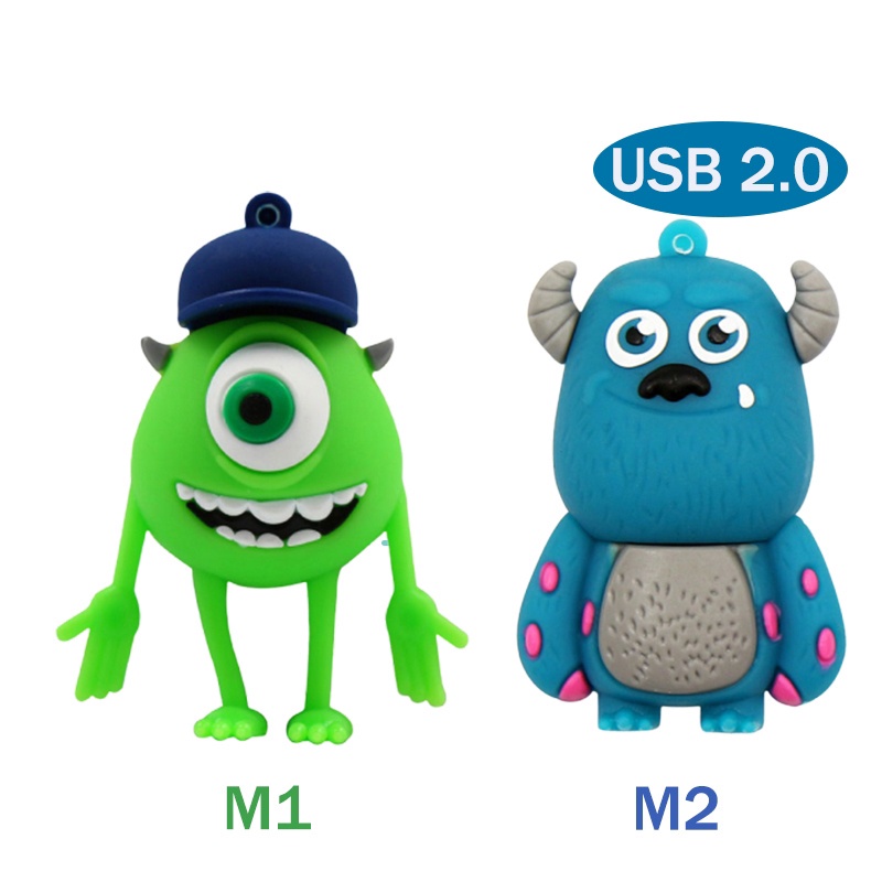 Pen Drive Usb Monster Kartun 1GB 8GB 16GB 32GB 64GB 128GB Usb Flash Memory Stick 2.0 Kecepatan Tinggi