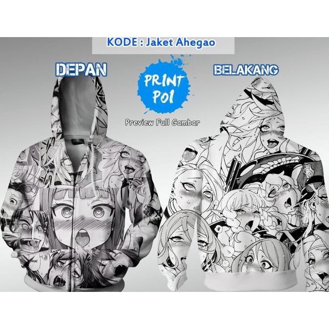 Jaket Ahegao Echii H++ [ Jaket Full Print Anime ] - XS
