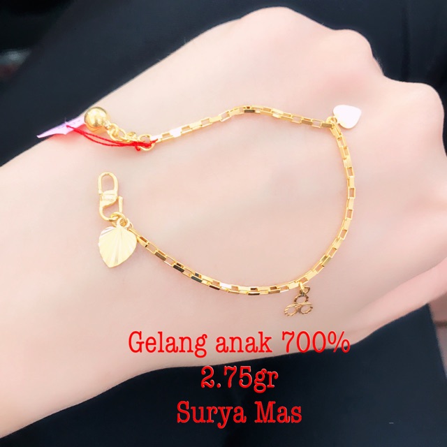 Gelang anak rantai emas 700%