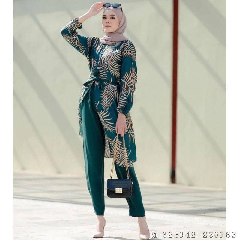 SET WANITA SETELAN TUNIK JUMBO RAYON MOSCREPE VZIK-001Warna: Set Rania Navy, Tunik Fello dusty, Dres