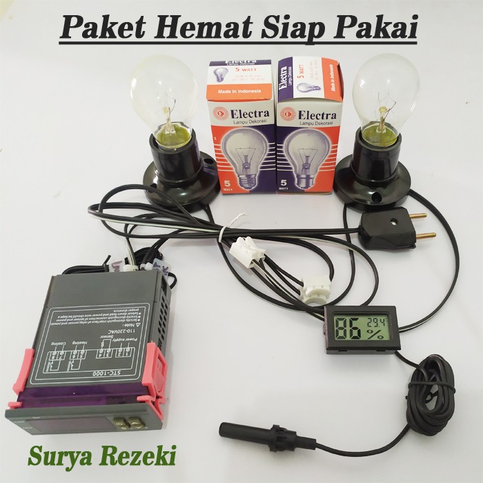 Paket Pemanas mesin tetas telur otomatis / mesin penetas telur otomatis dengan thermo-hygrometer sen