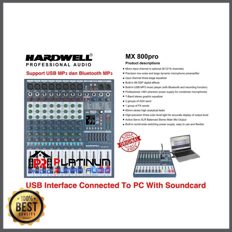 Mishad Shop -  Mixer Audio HARDWELL MX-800 / MX800 / MX 800 (ORIGINAL) USB,Bluetooth GU-5117-2704
