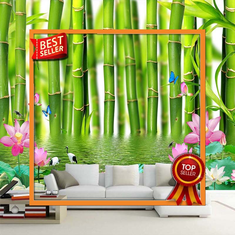 Terbaru Kustom 3d Wallpaper Foto Untuk Dinding 3 D Lotus Bunga Hutan Bambu Lukisan Dinding Lukisan