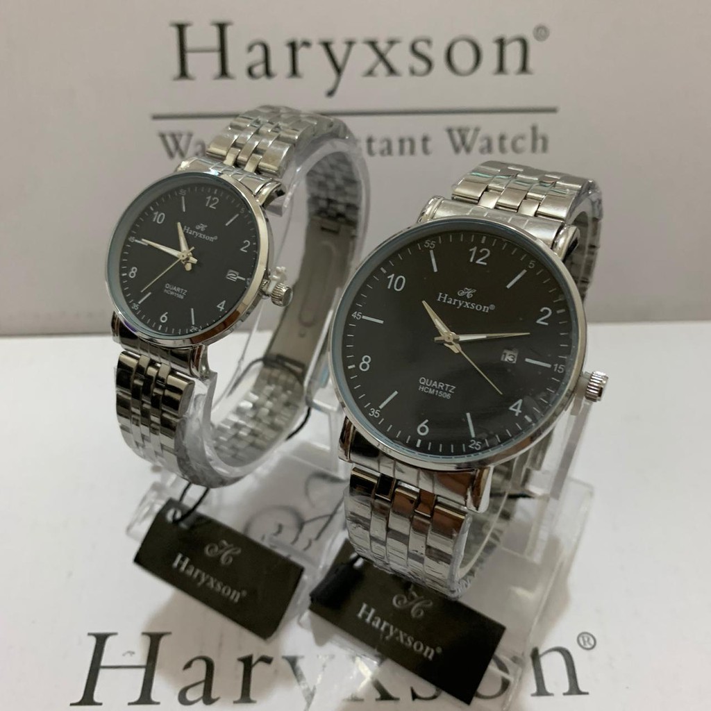 Jam Tangan Couple Jam Tangan Pria dan Wanita Jam Tangan Mewah Elegan Jam Original Silver Black