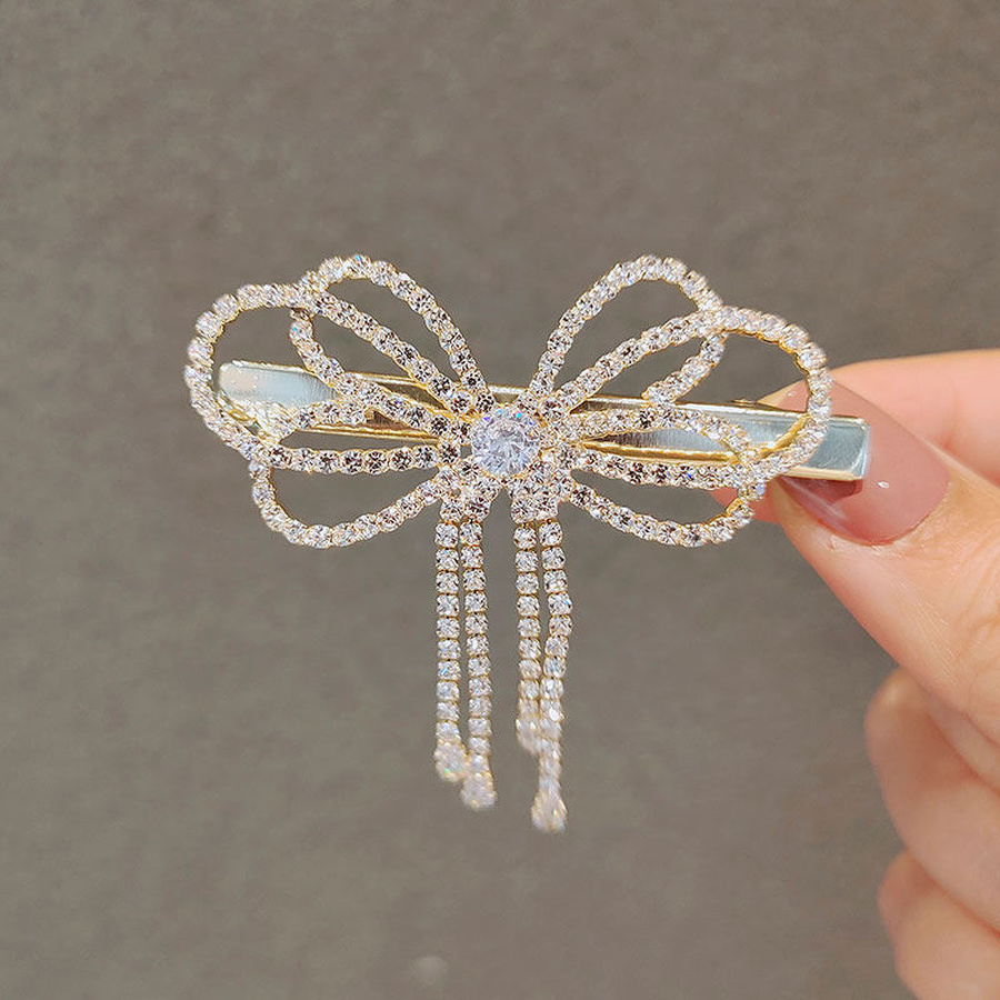 Korean Crystal Full Diamond Hair Clip Girl Pearl Rhinestone Hairpin Cute Elegant Hair Accessories