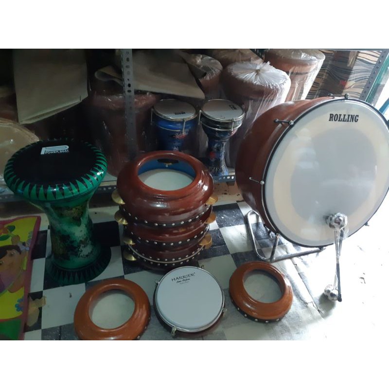 Rebana Hadroh Jepara full Set Kayu Mahoni