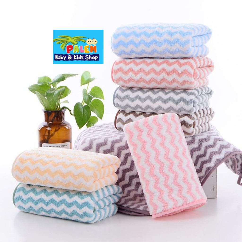 Carterlove handuk Microfiber Bulu Zig Zag 70x140 Lembut Super Serap Berkualitas