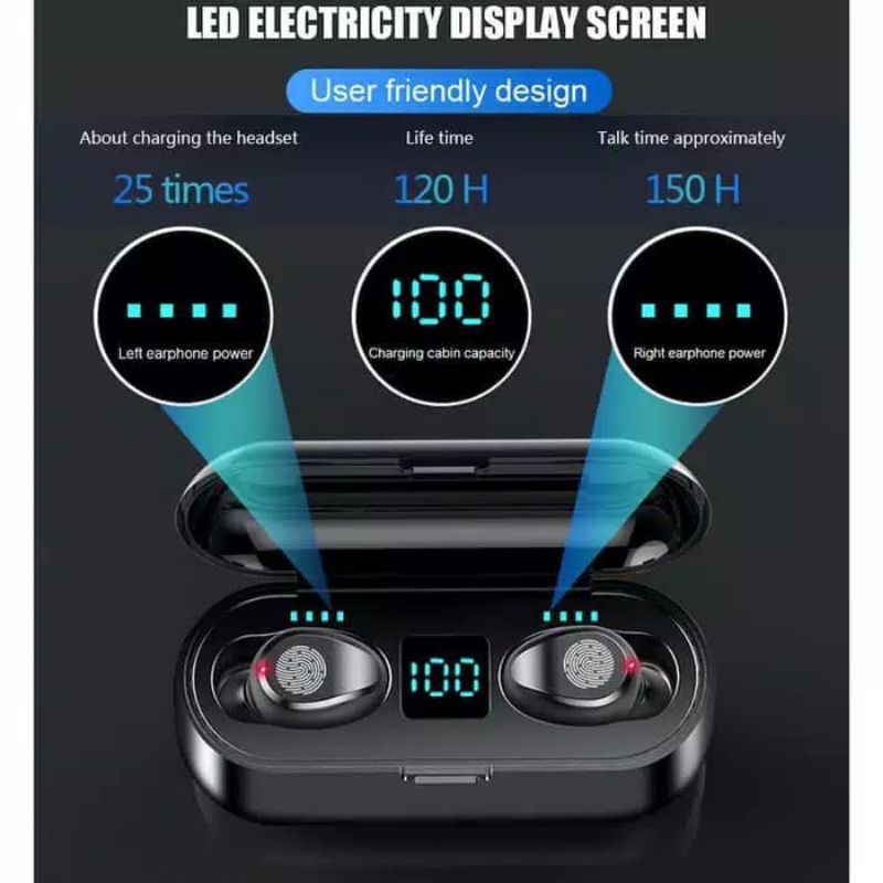 Earbuds Bluetooth 5.0 TWS F9 Earphone Wireless Touch LED Display Headset Handsfree-2
