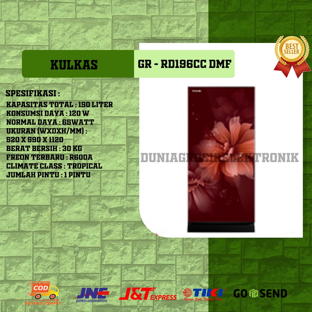 Kulkas Toshiba GR - RD196CC DMF Bunga PENGIRIMAN AREA BOGOR