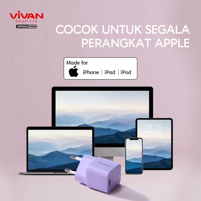 VIVAN Charger Nano Fast Charging 20W 3A Type-C (PD) Multi Protection Garansi 1 Tahun