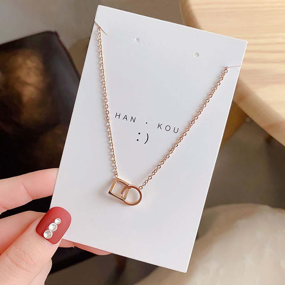 Needway Kalung Liar Elegan Cincin Rose Gold Koean Persegi Fashion Perhiasan