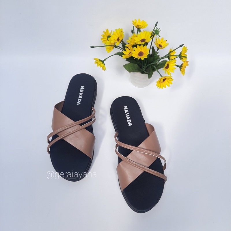 DISKON DAY! Sandal Wanita - Sandal Bando Teplek Viral - Sandal Casual Nevada