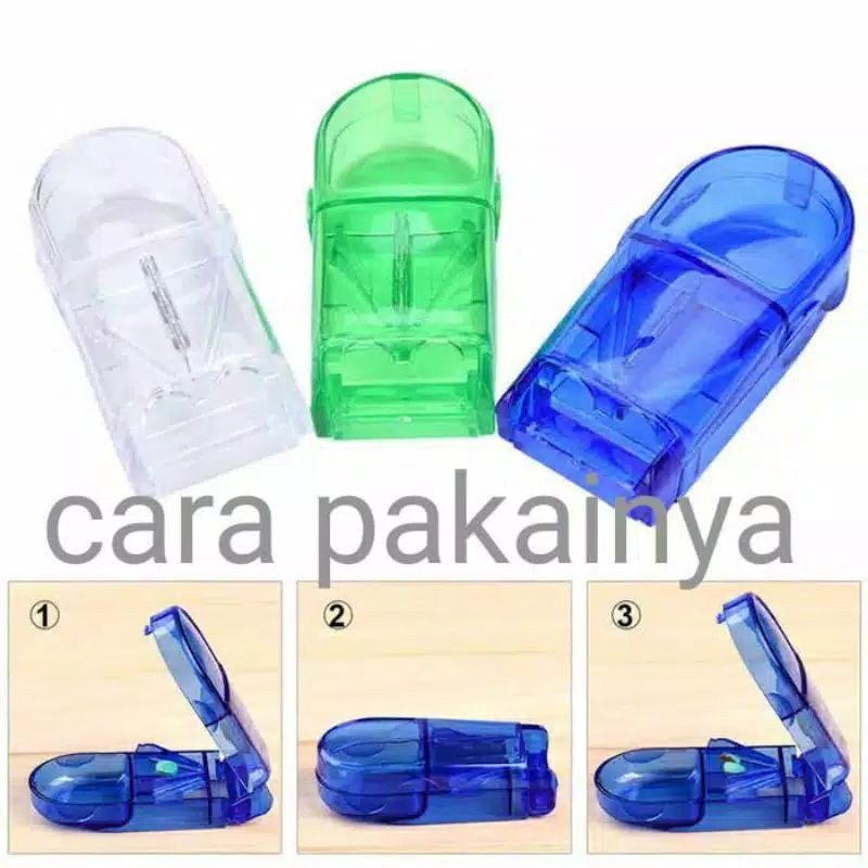 Alat Pemotong Obat Box Tempat Kotak Penyimpanan Pill Cutter Capsul Pemecah Pil