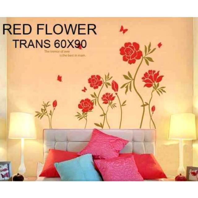 Wallsticker Red Rose Flower/ mawar merah/ stiker dinding/ dekorasi rumah/ bunga/ alam/ gold