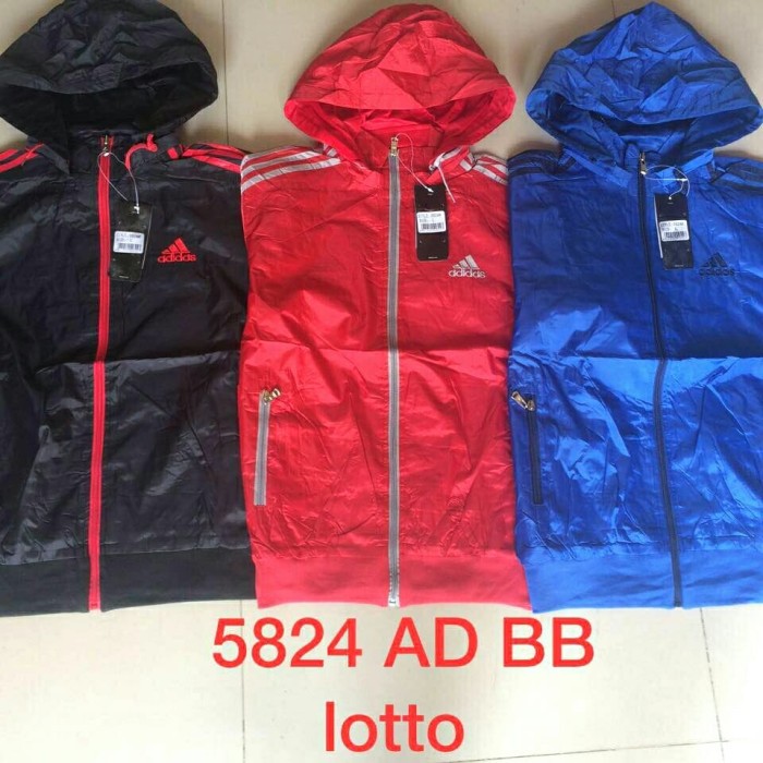 Jaket Windbreaker Adidas Parasut | Jaket Motor Waterproof|Jaket Gunung - Merah, M