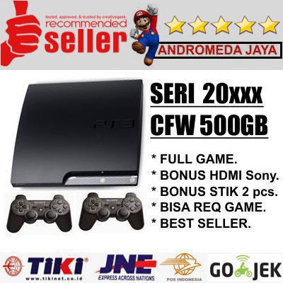 PS3 PS 3 Playstation 3 SONY Slim 500GB CFW seri 20XX HITAM