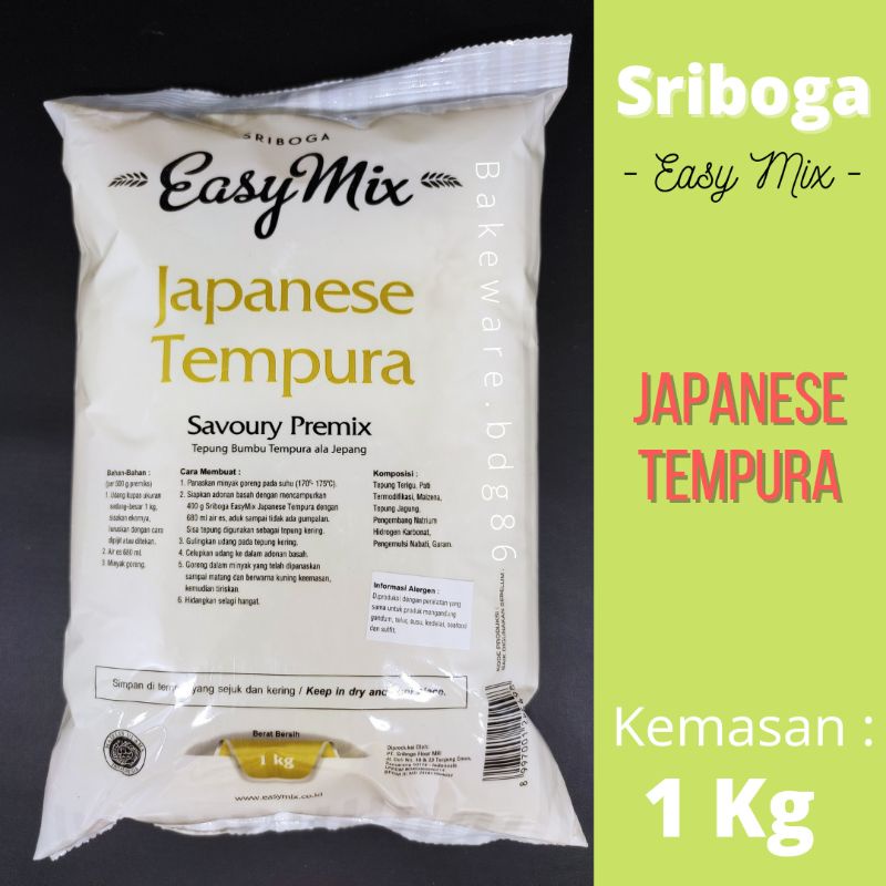 

SRIBOGA EASY MIX JAPANESE TEMPURA 1 KG TEPUNG PREMIX TEMPURA