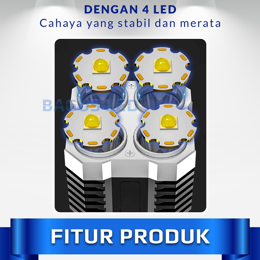 Lampu Senter COB LED Super Terang Jarak Jauh Torch USB Rechargeable