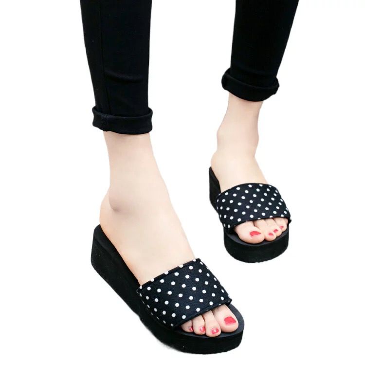 SANDAL WEDGES SELOP POLKADOT DISTRO TERBARU