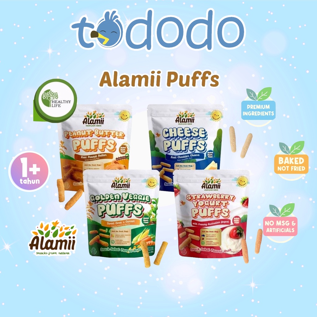 Snack Sehat Cemilan Bayi Anak Alamii Puffs No MSG Halal