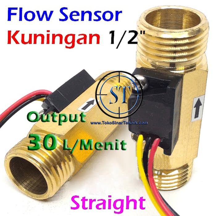 WFS-04A Water flow Sensor Arus Air 1/2&quot; Kuningan Output 30 Liter/Menit Tahan Panas Tekanan Anti Karat Tahan Pecah Pertamini Pertamina Pom Mini sensor Aliran Air water heater Lurus Straight  Liquid Cairan Control Bensin Hall Effect