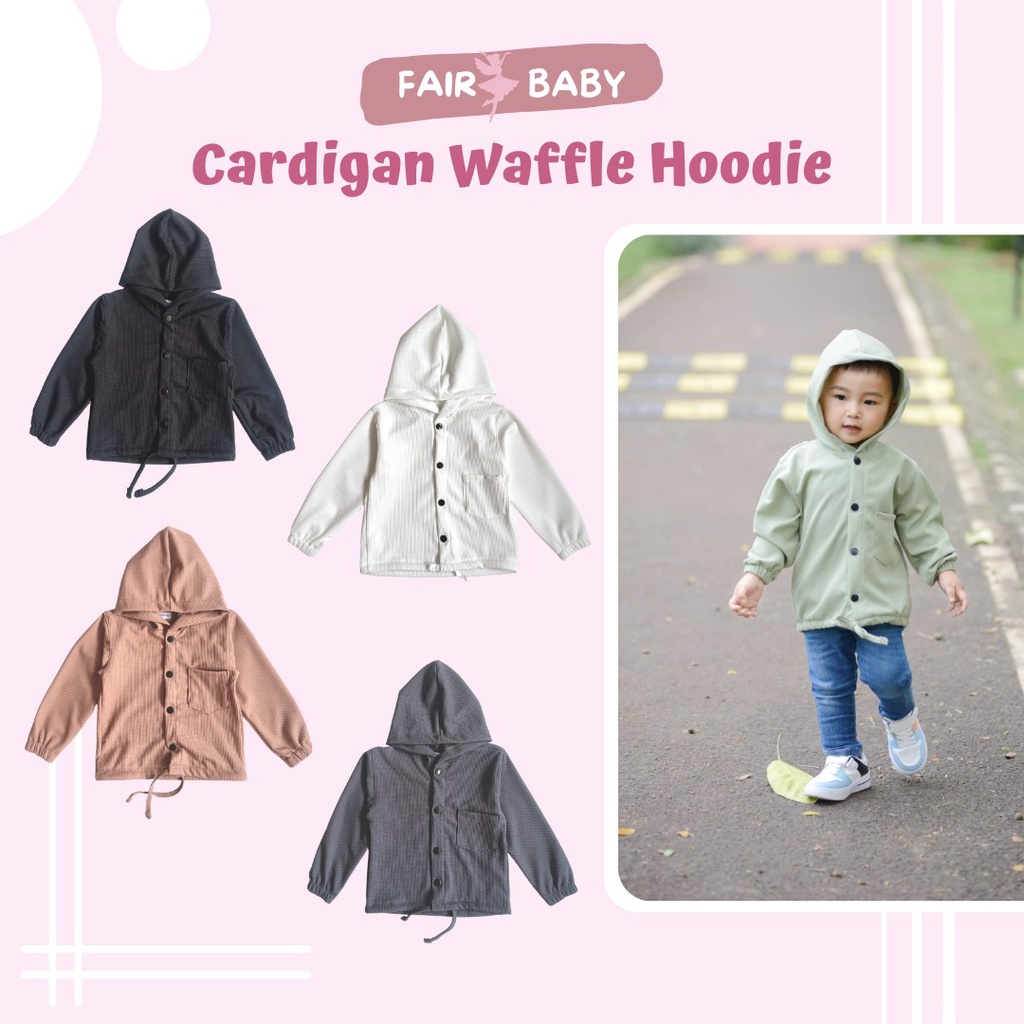 Gummy Cardigan Waffle Hoodie | Cardigan Bayi Dan Anak