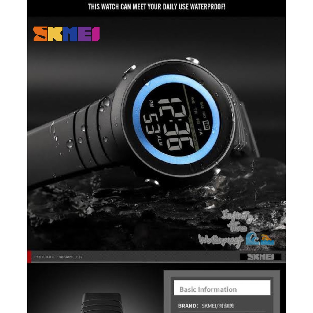 Jam Tangan Cowok Skmei 1497 Digital Strap Rubber Kualitas Original Waterproof