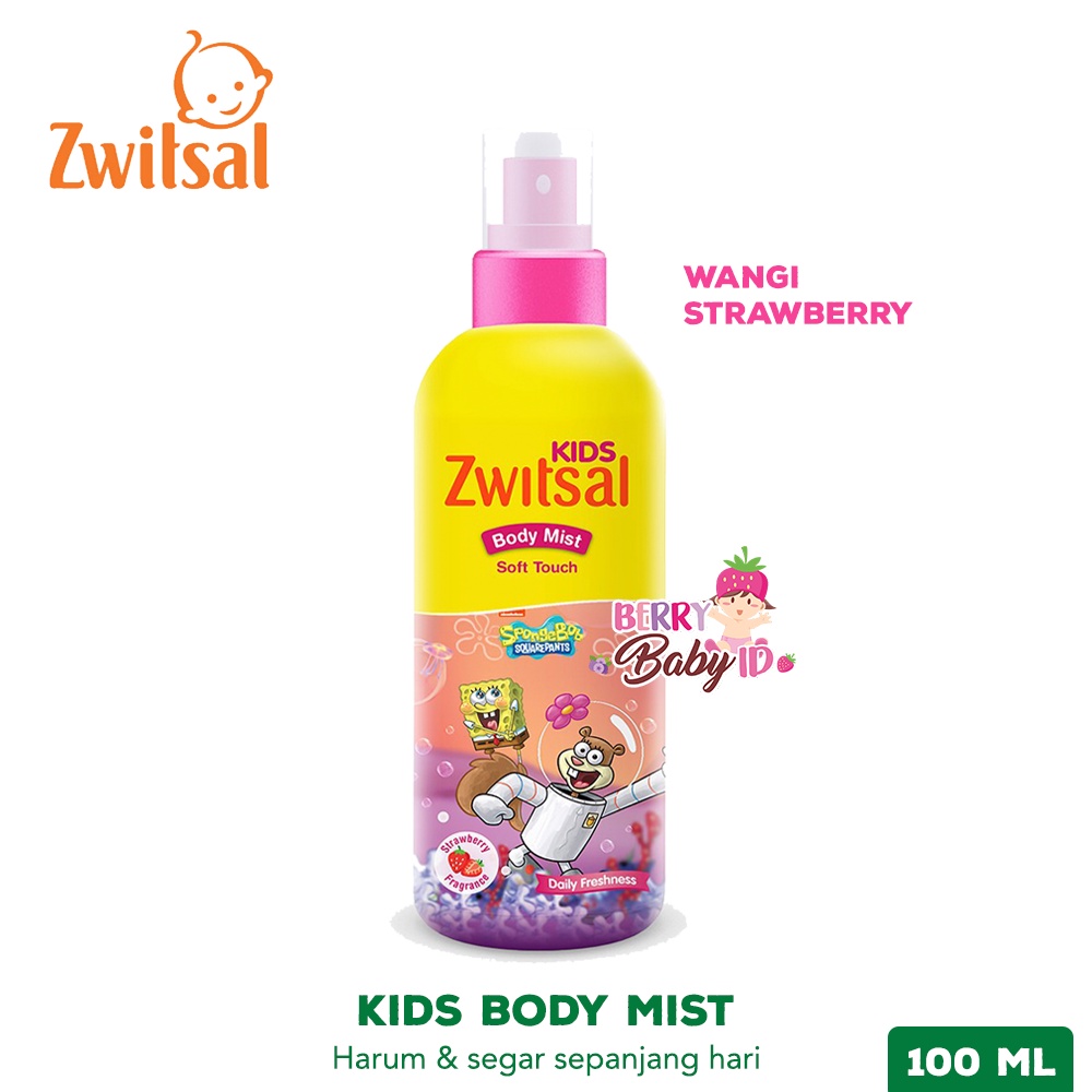 Zwitsal Kids Body Mist Anak Spongebob Blue Fresh Touch Pink Soft Touch Berry Mart