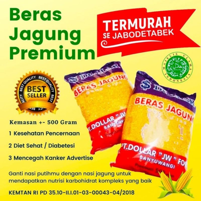 

Beras JAGUNG - Nasi Jagung Merk DOLLAR 500Gram