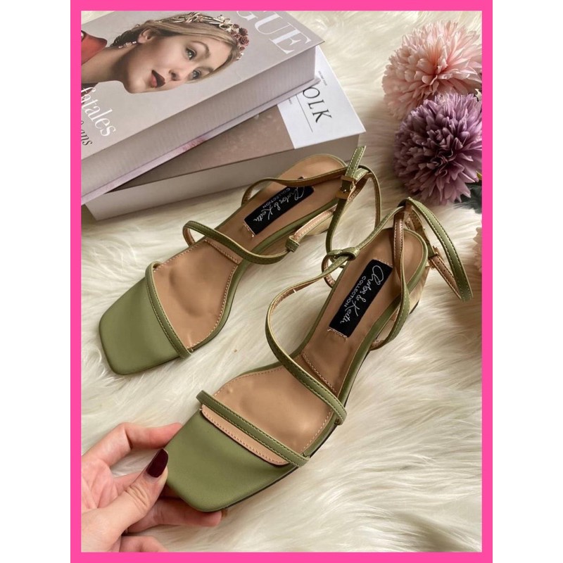 CHARLES & KEITH (CK) - 346 GREEN,  BLACK, WHITE (HEELS - 3cm)  WANITA