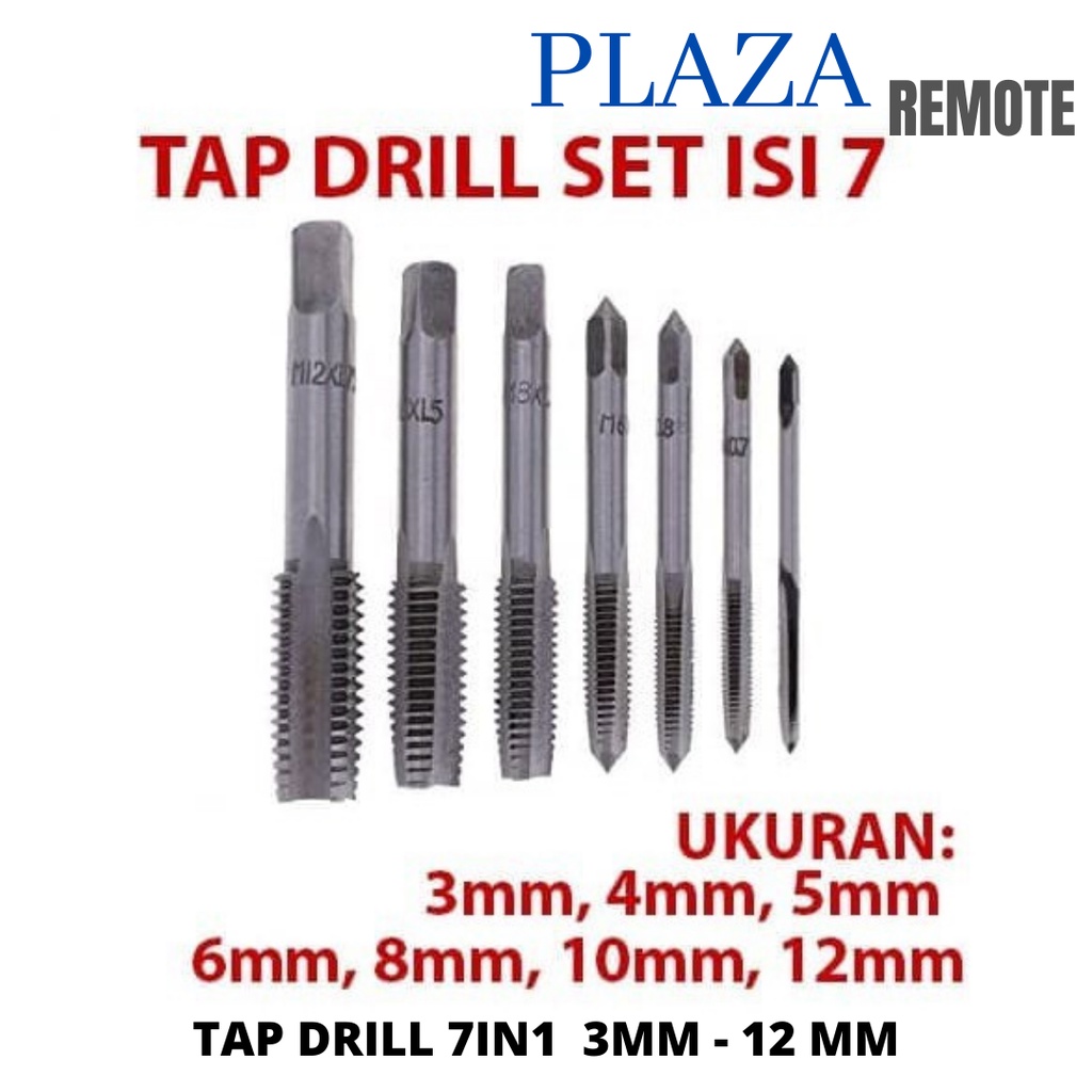 HAND TAP TAB SNEI Pembuat /perbaikan slek Set Mata Bor Tap Metrik 3 - 12 MM 7IN1