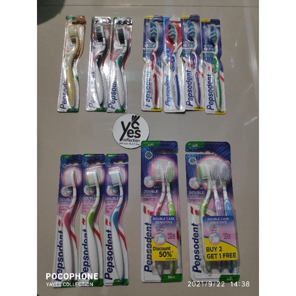 Sikat Gigi Dewasa Pepsodent Soft Medium Single Double Nano Isi 1 2 3 pepsoden