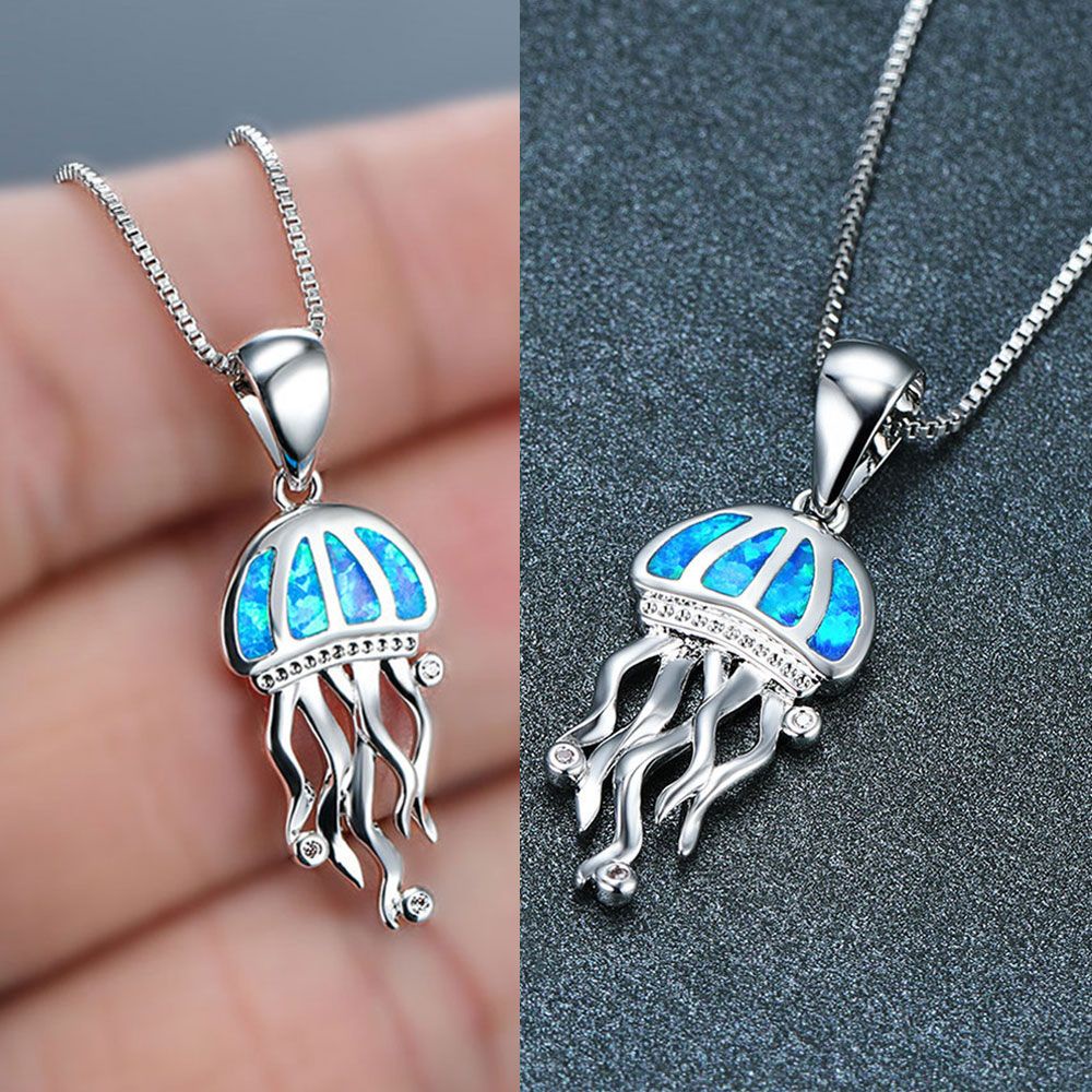 ROW New Pendant Luxury Blue Necklaces Gift Jellyfish Animal Jewelry Fashion Female