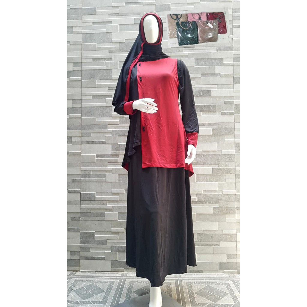 selena fashion baju gamis fashion bahan lemon skin fit XL