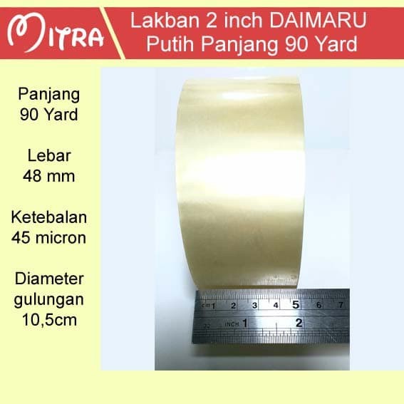 

perekat-pengikat- lakban daimaru putih / bening | lebar 2 inch | panjang 90 yard -pengikat-perekat.