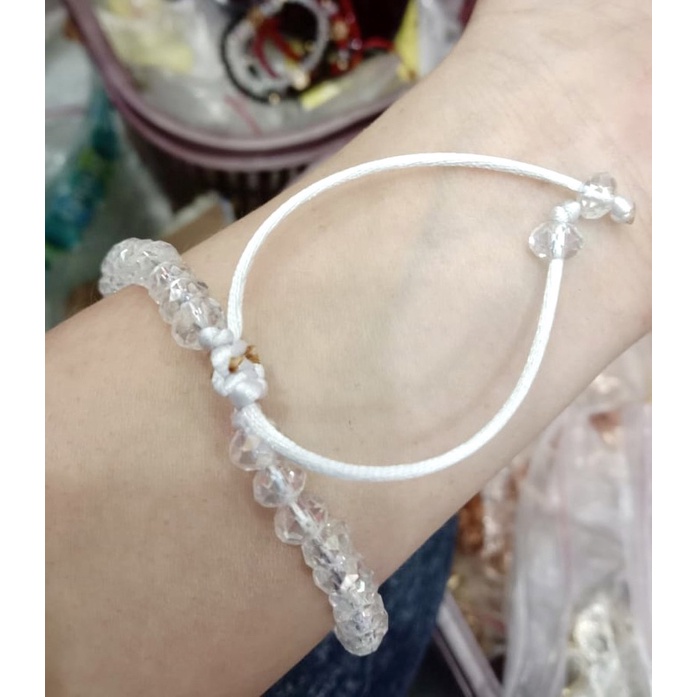 gelang wanita//gelang tali mutiara//perhiasan//gelang