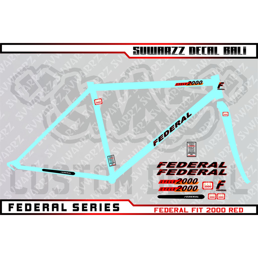 DECAL STIKER STICKER FEDERAL SERIES FIT 2000 RED