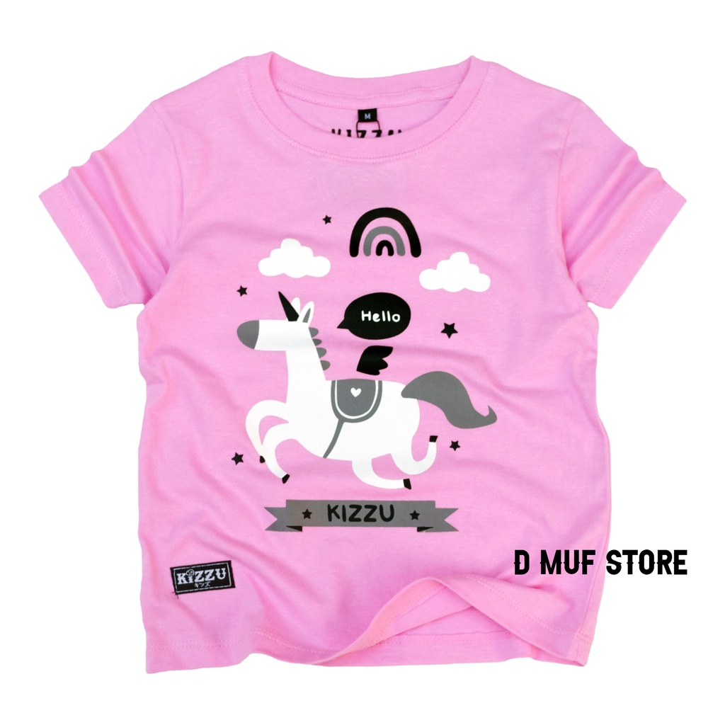 Kizzu Kaos Anak Premium Cotton 30s Usia 1-12 Tahun Unicorn Pink- dmufstore