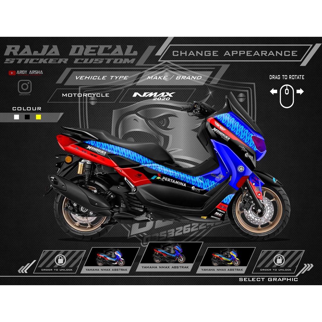 Decal Stiker Yamaha Nmax New 2020 Fullbody Custom Stiker Decal Mandalika Racing 002