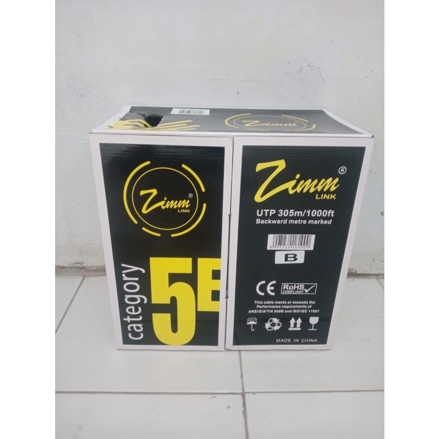KABEL LAN UTP ZIMMLINK CAT 5E 305 HITAM