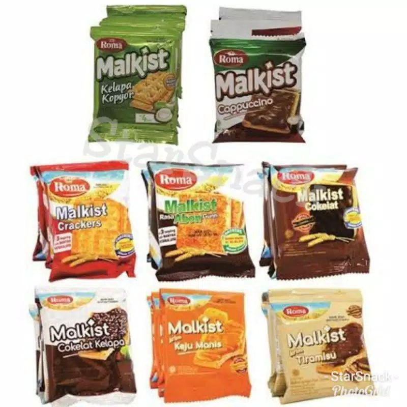 

Roma Malkist Renceng Coklat/Crackers/Abon/C.Kelapa/Keju/Kopyor/Capucino (10pc@27gr)Renteng