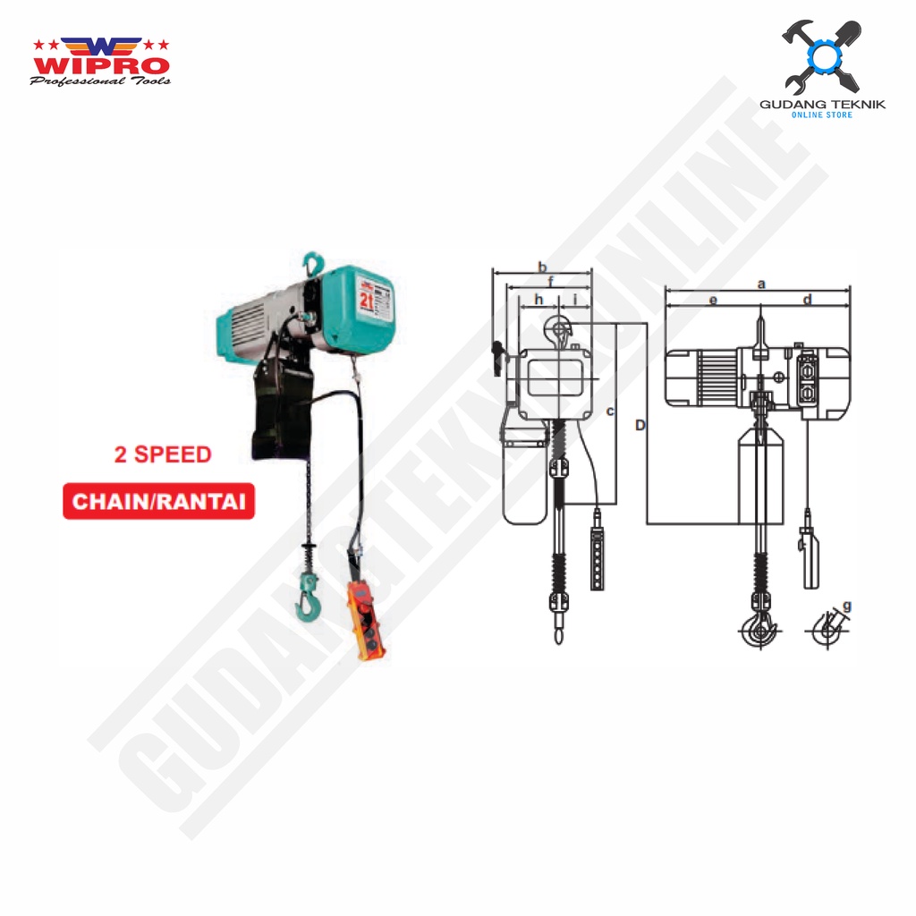 Katrol Electric 2 SPEED 5 Ton 3 Meter WIPRO 3 PHASE / Katrol Listrik Elektrik Double 2 Speed 5T x 3M WIPRO - Takel Listrik 2SPEED 380V WIPRO