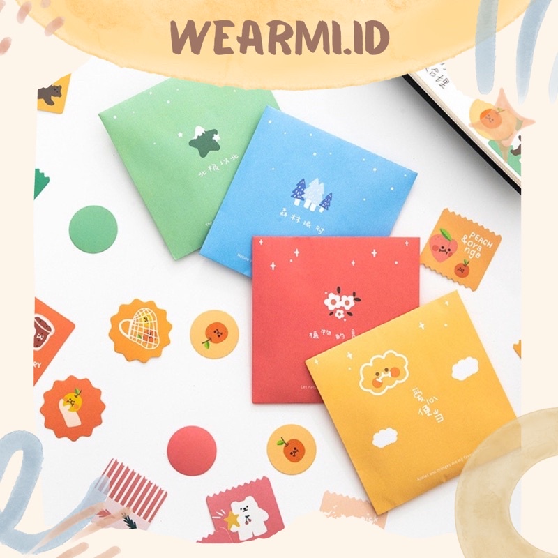 

40 pcs Sticker Pack Colorfull Shape With Envelope 4 Color Scrapbook Bujo Jurnal DIY Wearmi