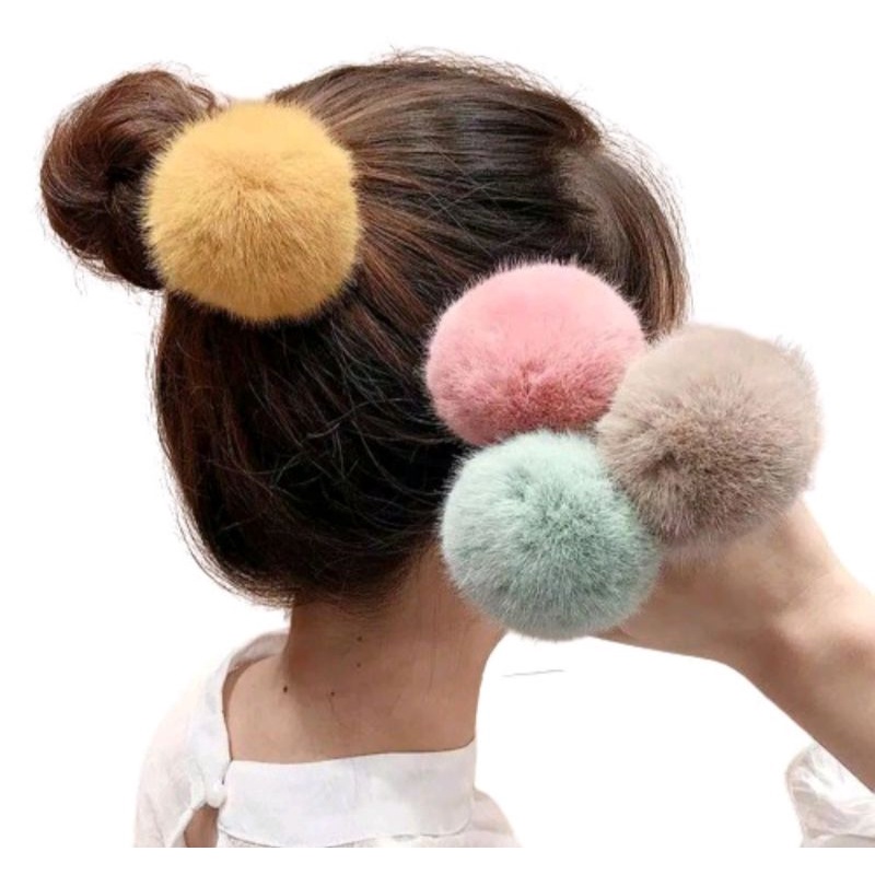 Ikat Karet Rambut Model POM POM Halus Lembut