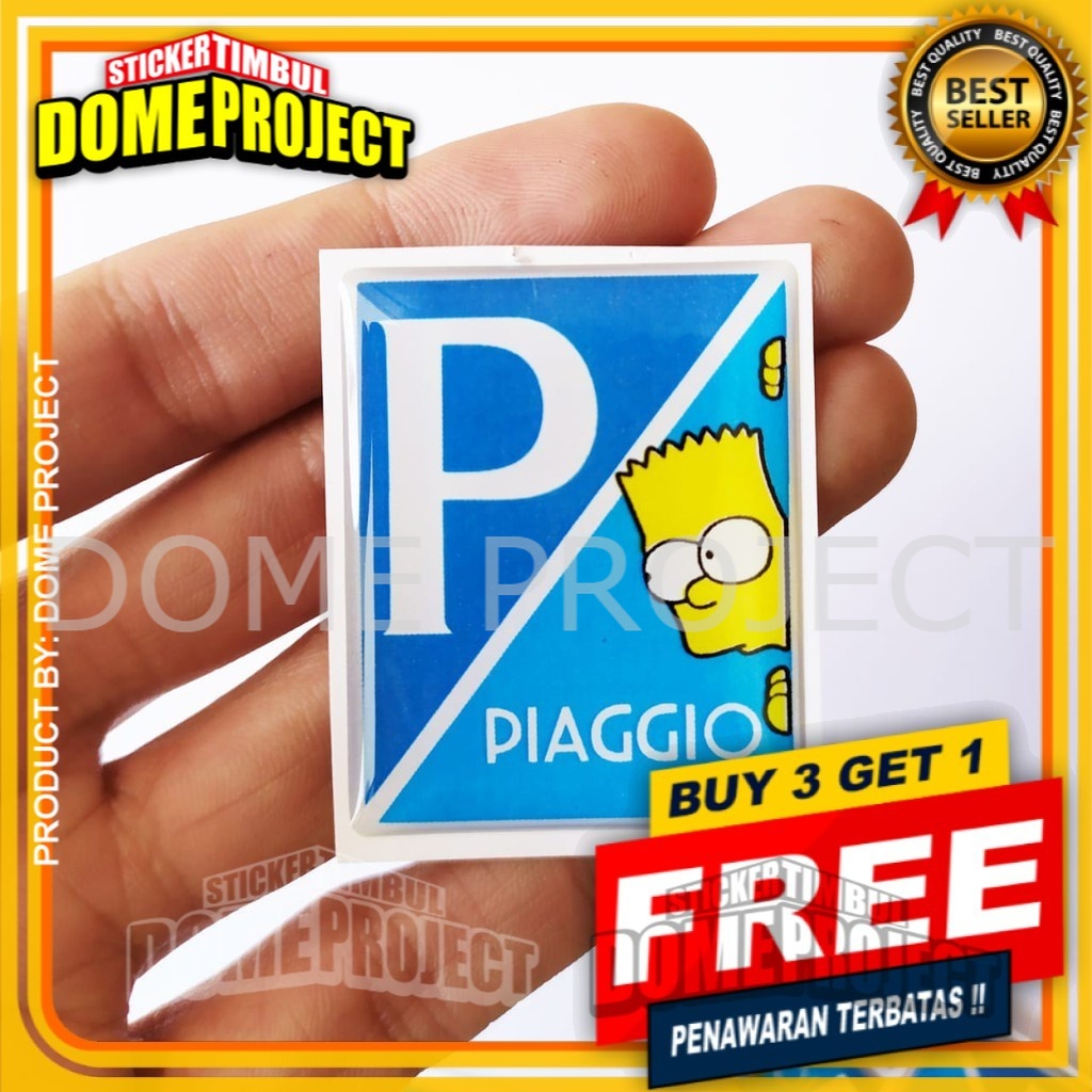 EMBLEM DASI VESPA PIAGGIO BART SIMPSON  BIRU STIKER RESIN LENTUR STIKER BODY MOTOR AKSESORIES VESPA