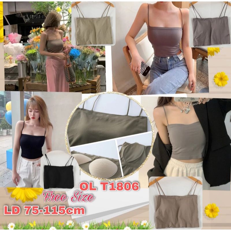 camisole crop Tangtop seamless tanpa jahitan dengan Busa