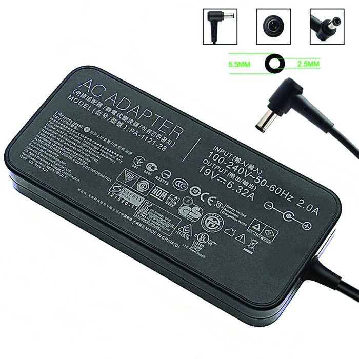 ASUS196325525PSKP | ADAPTOR ASUS 19V 6.32A DC (5.5*2.5) PANJANG SLIM + KABEL POWER